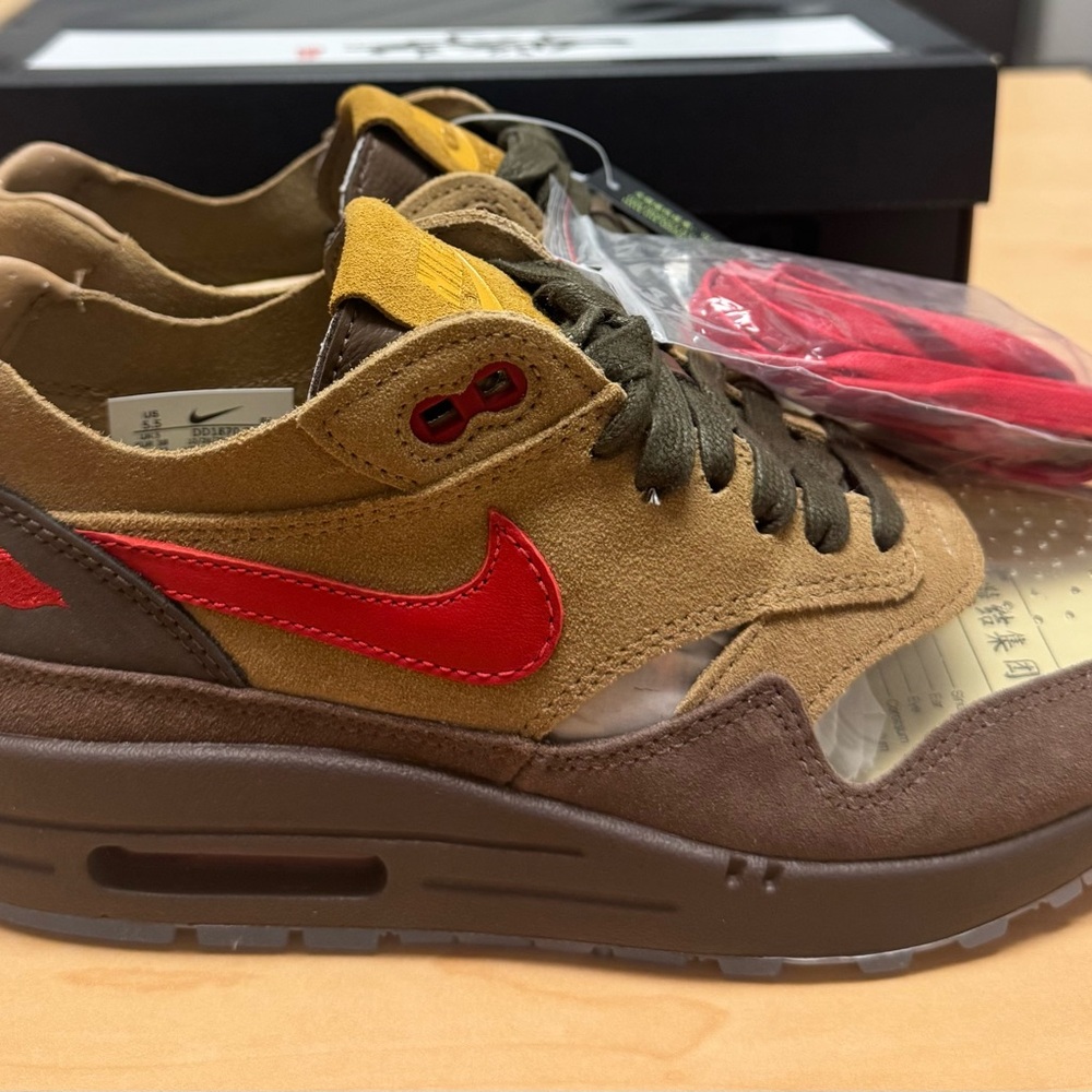 Nike Air Max 1 Sneakers - Brown and Red CLOT ‘Kiss of Death’ Men’s 5.5 Women’s 7 - Picture 5 of 7